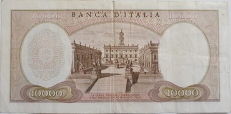 Реверс банкноты 10000 lirów autorstwa Michała Anioła (Włochy) 1962