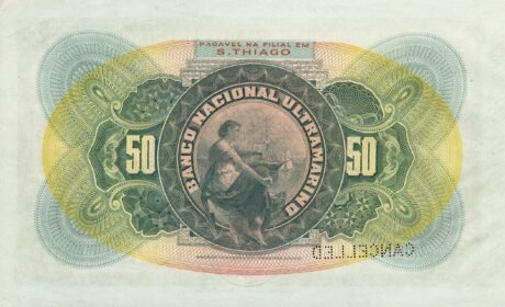 Реверс банкноты 50000 Рейсов (Кабо-Верде (Острова Зеленого Мыса)) 1909 года