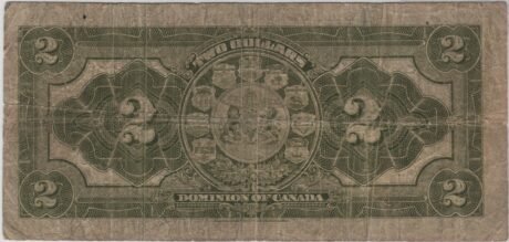 Реверс банкноты 2 dolary Dominium Kanady (Kanada) 1914