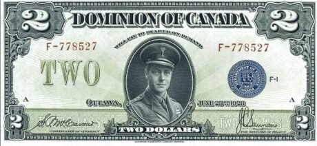 Аверс банкноты 2 доллара Доминион Канады (Канада) 1923 года