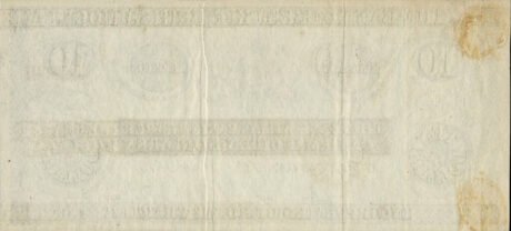 Реверс банкноты 10 долларов Банк Британской Северной Америки (Канада) 1875 года