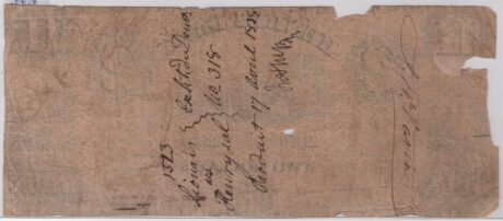 Реверс банкноты 2 доллара Банк Генри Бас-Канада (Канада) 1835 года