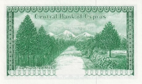 Реверс банкноты 500 мил (Кипр) 1964 года