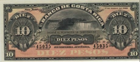 Аверс банкноты 10 песо (Коста-Рика) 1899 года