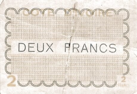 Реверс банкноты 2 франка (Кот д'Ивуар) 1943 года