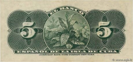Реверс банкноты 5 сентаво (Куба) 1896 года