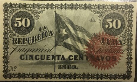 Аверс банкноты 50 сентаво (Куба) 1869 года