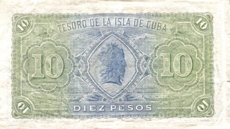 Реверс банкноты 10 песо (Куба) 1891 года