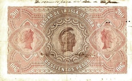 Реверс банкноты 200 песо (Куба) 1891 года