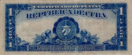 Реверс банкноты Wydanie srebrnego certyfikatu o wartości 1 peso (Kuba) w 1934 r.