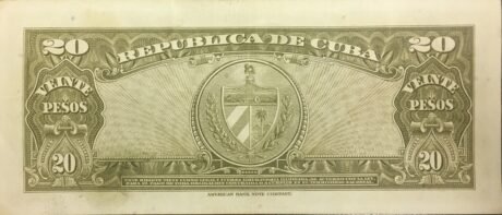 Реверс банкноты 20 pesos (Kuba) 1949