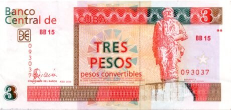 Аверс банкноты 3 песо кабриолета (Куба) 2006 года