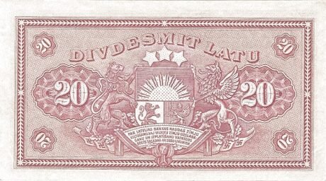 Реверс банкноты 20 латов (Латвия) 1924 года