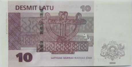 Реверс банкноты 10 латов (Латвия) 2000 года