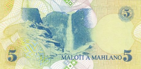 Реверс банкноты 5 малоти (Лесото) 1989 года