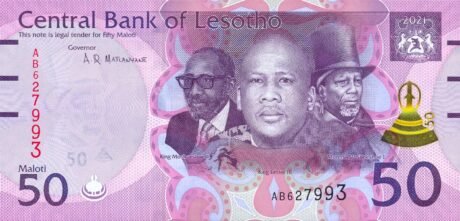 Аверс банкноты 50 малоти (Лесото) 2021 года