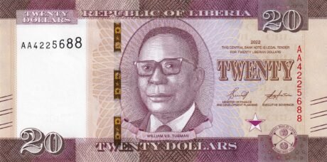 Аверс банкноты 20 долларов (Либерия) 2022 года
