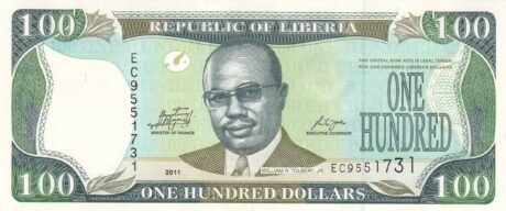 Аверс банкноты 100 долларов (Либерия) 2003 года