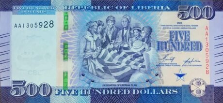 Аверс банкноты 500 долларов (Либерия) 2022 года