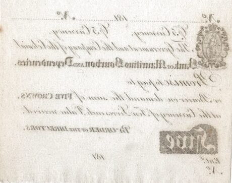 Реверс банкноты 5 крон (Маврикий) 1810 года