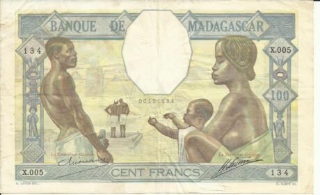 Аверс банкноты 100 франков (Мадагаскар) 1928 года