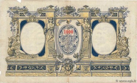 Реверс банкноты 1000 франков Шазаль (Мадагаскар) 1926 года