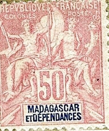 Аверс банкноты 50 сантимов (Мадагаскар) 1916 года