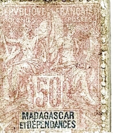 Аверс банкноты 50 сантимов (Мадагаскар) 1920 года