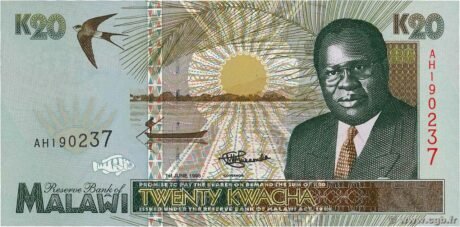 Аверс банкноты 20 квача (Малави) 1995 года