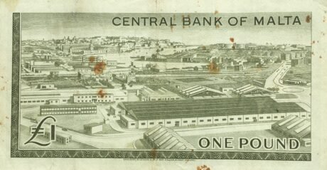 Реверс банкноты 1 фунт (Мальта) 1969 года