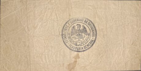 Реверс банкноты 5 pesos „Tesorería General del Estado” (Meksyk) 1913