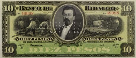 Аверс банкноты 10 pesos „El Banco de Hidalgo” (Meksyk) 1902
