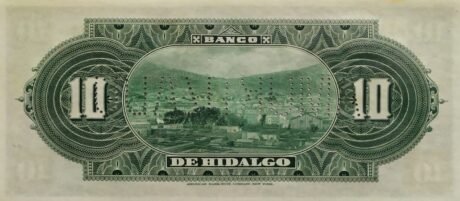 Реверс банкноты 10 pesos „El Banco de Hidalgo” (Meksyk) 1902