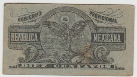 Реверс банкноты 10 centów "Gobierno Provisional de Mexico" (Meksyk) 1914