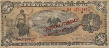 Аверс банкноты 1 peso "Gobierno Provisional de México" (Meksyk) 1914