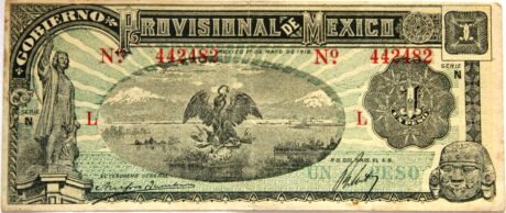 Аверс банкноты 1 песо (Мексика) 1916 года
