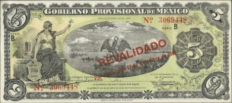 Аверс банкноты 5 pesos (Meksyk) 1914