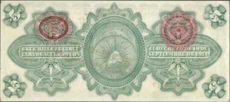 Реверс банкноты 5 pesos (Meksyk) 1914