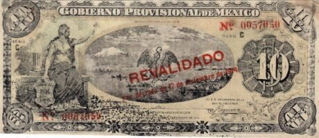Аверс банкноты 10 pesos (Meksyk) 1914
