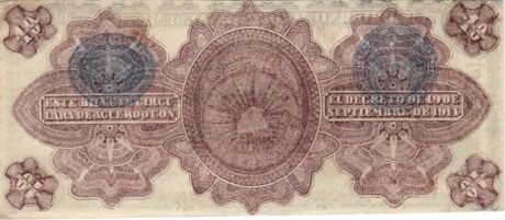 Реверс банкноты 10 pesos (Meksyk) 1914