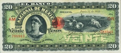 Аверс банкноты 20 песо 