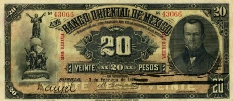 Аверс банкноты 20 песо 