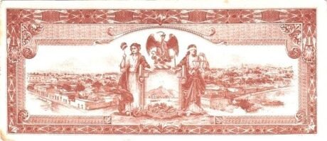 Реверс банкноты 1 peso „El Estado Libre y Soberano de Sinaloa” (Meksyk) 1915