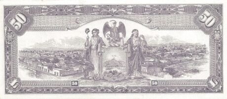 Реверс банкноты 50 pesos (Meksyk) 1915