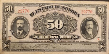 Аверс банкноты 50 pesos (Meksyk) 1915
