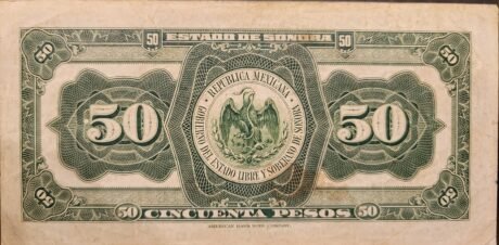 Реверс банкноты 50 pesos (Meksyk) 1915