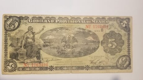 Аверс банкноты 5 pesos „Gobierno Provisional De Mexico” (Meksyk) 1914