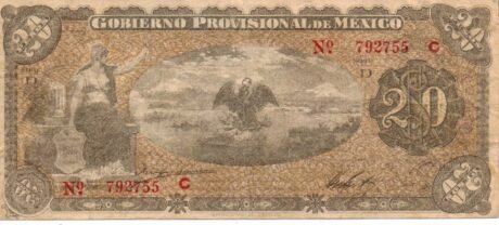 Аверс банкноты 20 pesos (Meksyk) 1914