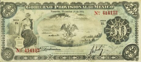 Аверс банкноты 50 pesos (Meksyk) 1914