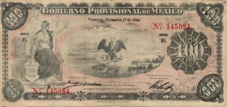 Аверс банкноты 100 pesos „Gobierno Provisional de Mexico” (Meksyk) 1914